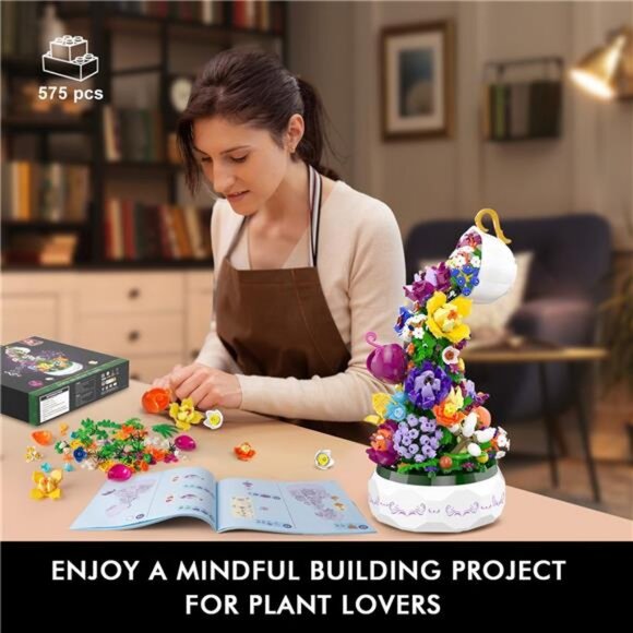 Flowers Music Box Building Block Kit with Light- 571PCS Mother's Day - Picture 4 of 7